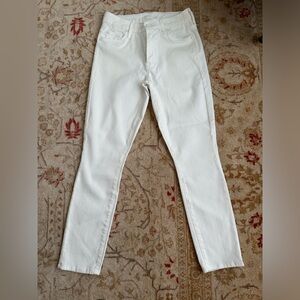 Mother Denim White Skinny Cropped Jeans